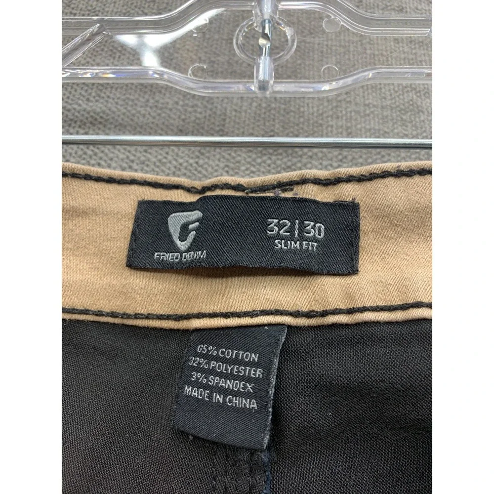 Fried Denim Jeans Mens 32x30 Black Cotton Stretch Whiskers Detail Mid Rise
